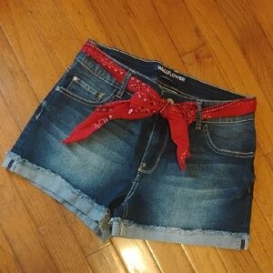 Wallflower Blue Jean Shorts with Red Bandana Belt